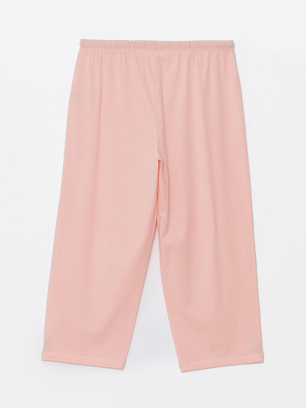 Pembe Beli Lastikli Kadın Kapri Pijama Altı-1