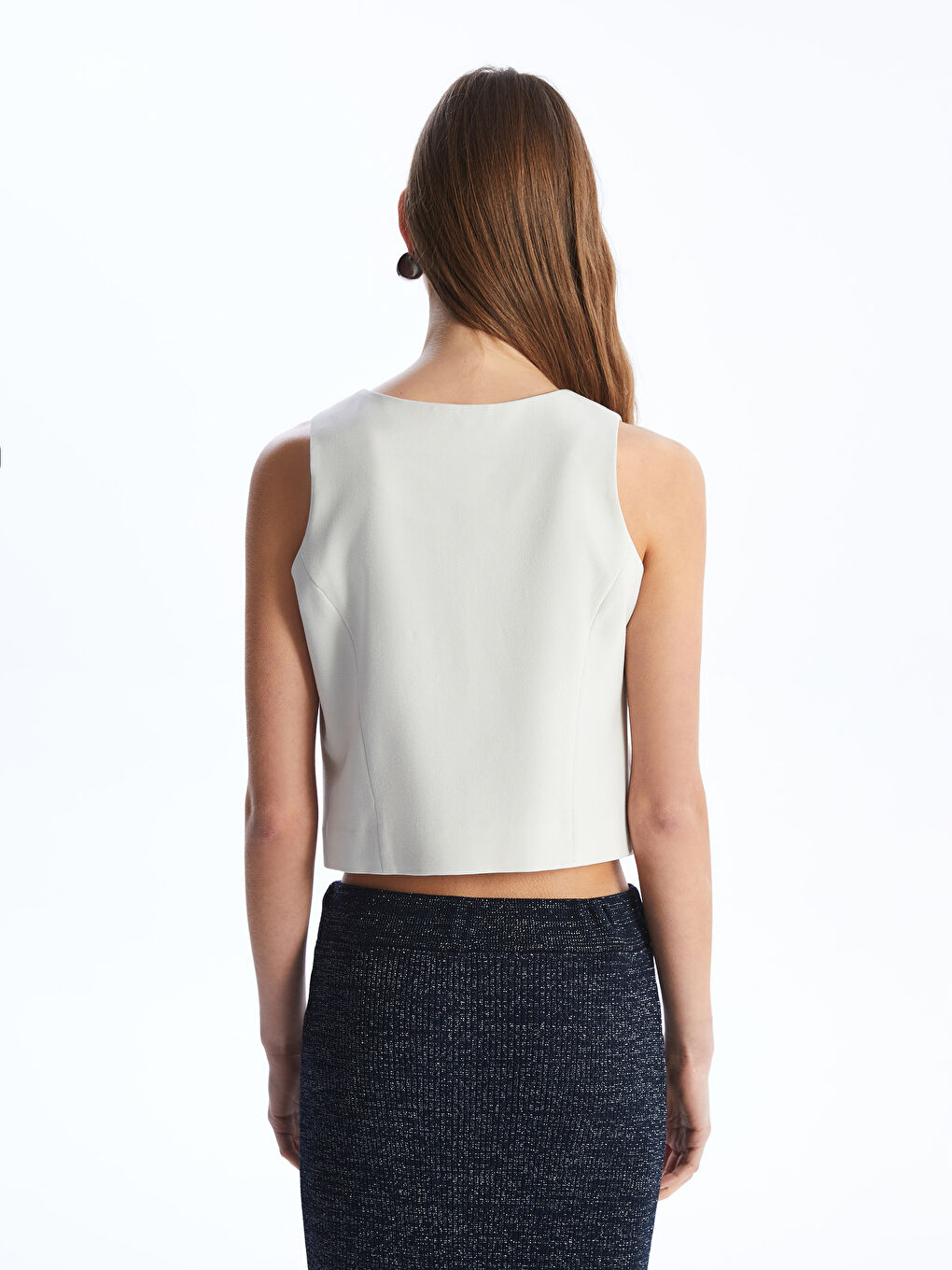 LCW Vision Damen V-Ausschnitt Schlichte Klassische Weste -S4GH66Z8-G5M