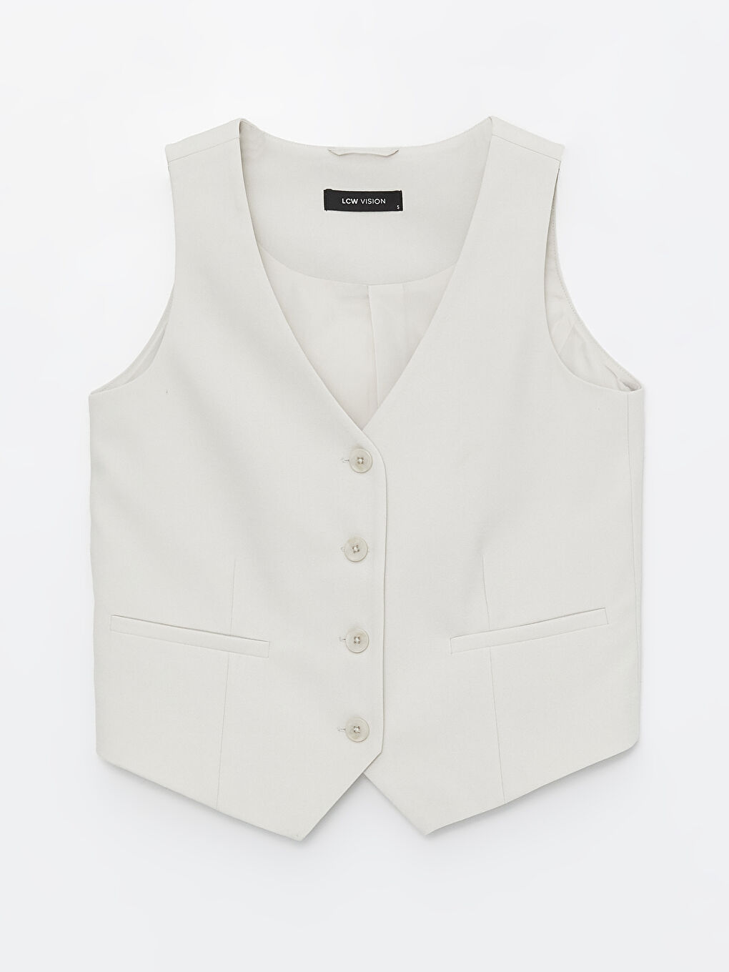 LCW Vision Damen V-Ausschnitt Schlichte Klassische Weste -S4GH66Z8-G5M