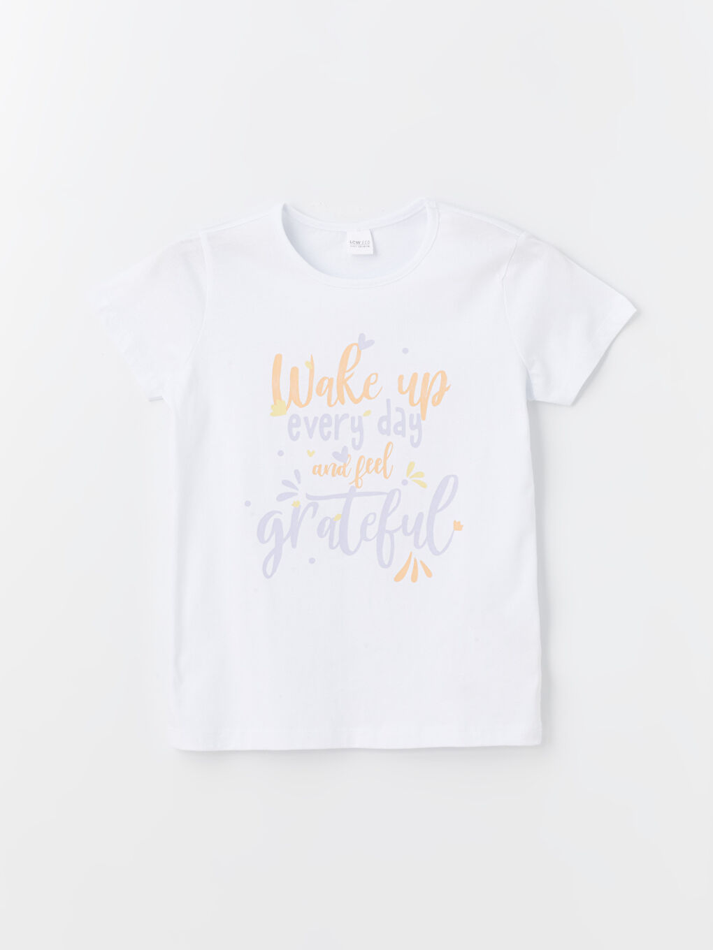 Beyaz Bisiklet Yaka Baskılı Kız Çocuk Pijama Üst