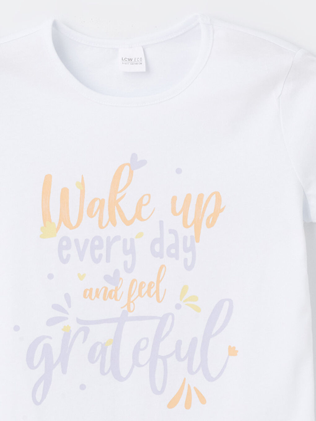 Beyaz Bisiklet Yaka Baskılı Kız Çocuk Pijama Üst-2