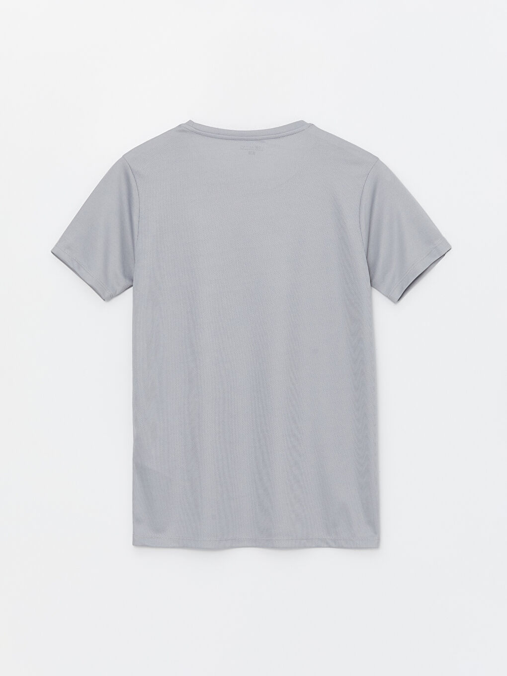 Gri Bisiklet Yaka Kısa Kollu Erkek Spor Dokulu Tişört-6