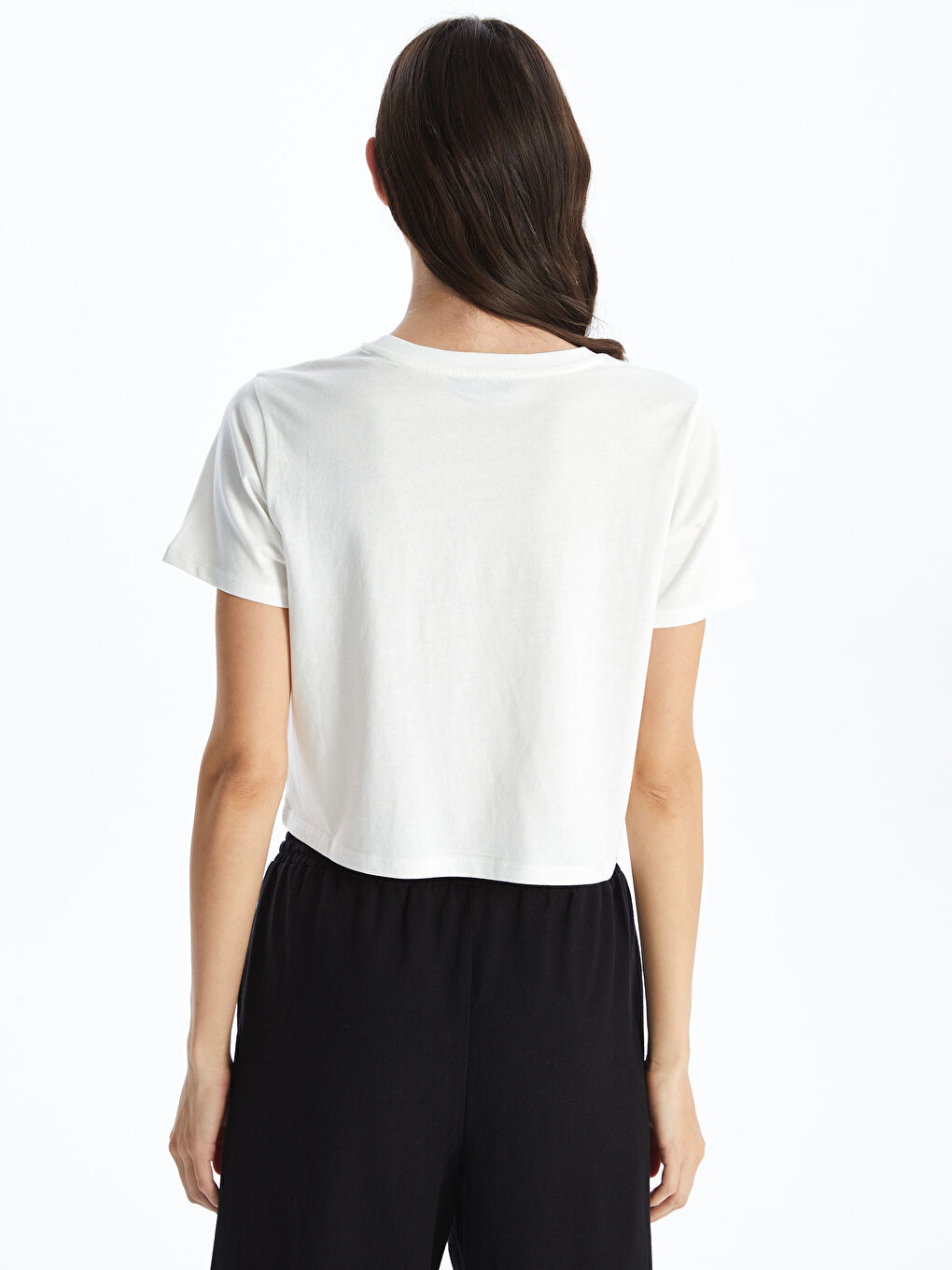 XSIDE Crew Neck Printed Short Sleeve Women's Crop Top -S4GJ86Z8-R9J