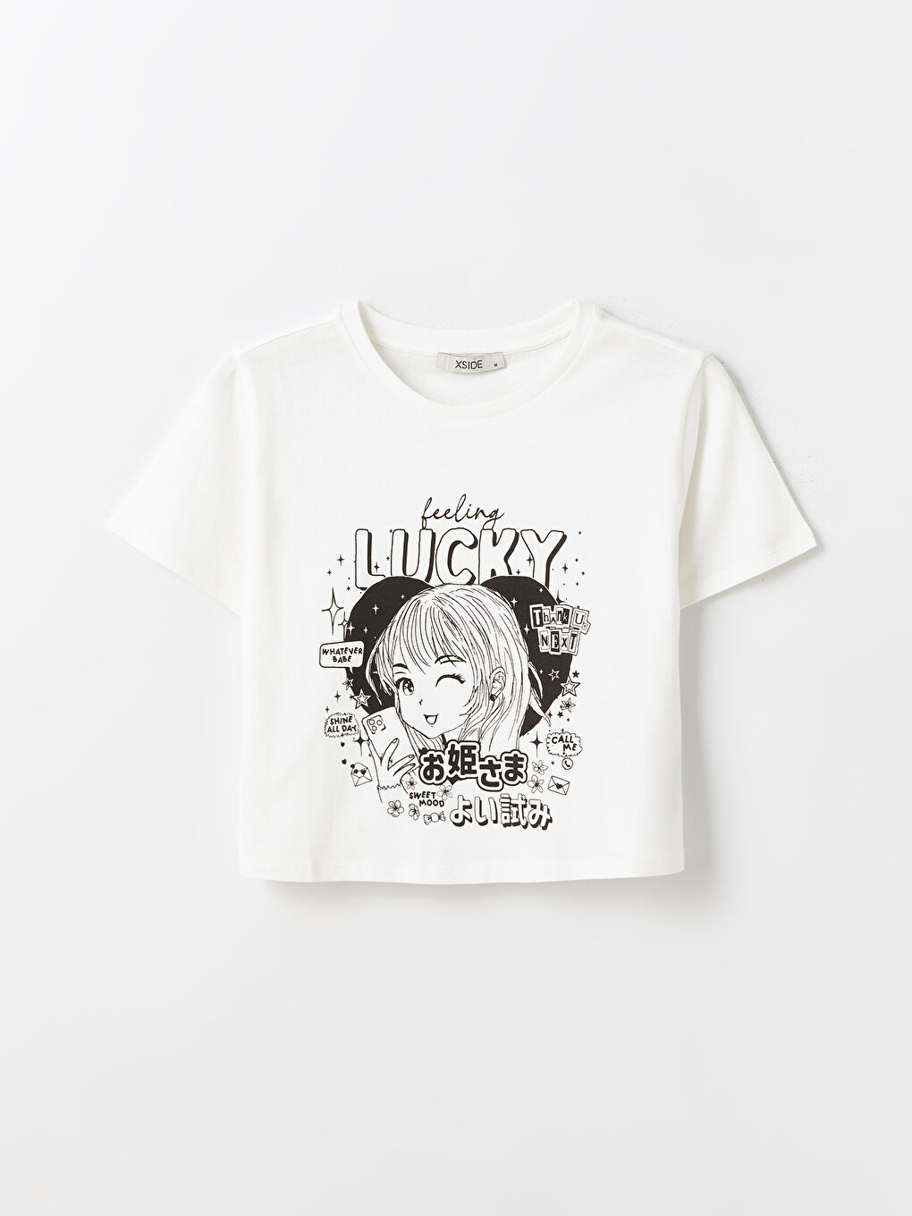 XSIDE Crew Neck Printed Short Sleeve Women's Crop Top -S4GJ86Z8-R9J