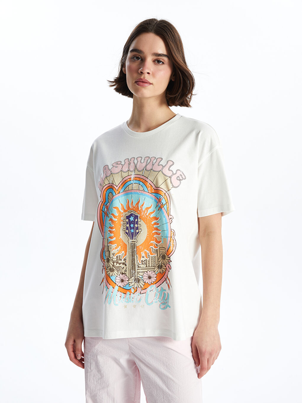Crew Neck Printed Short Sleeve Women's T-shirt -S4GJ90Z8-R9J