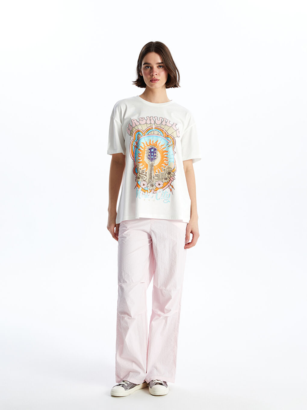 Crew Neck Printed Short Sleeve Women's T-shirt -S4GJ90Z8-R9J