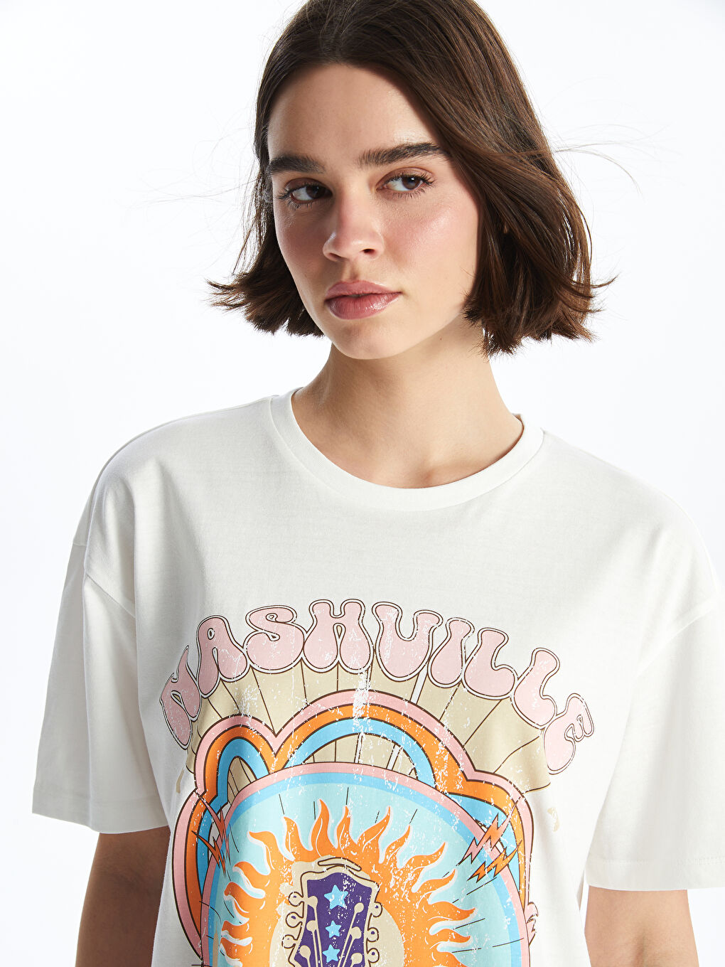 Crew Neck Printed Short Sleeve Women's T-shirt -S4GJ90Z8-R9J