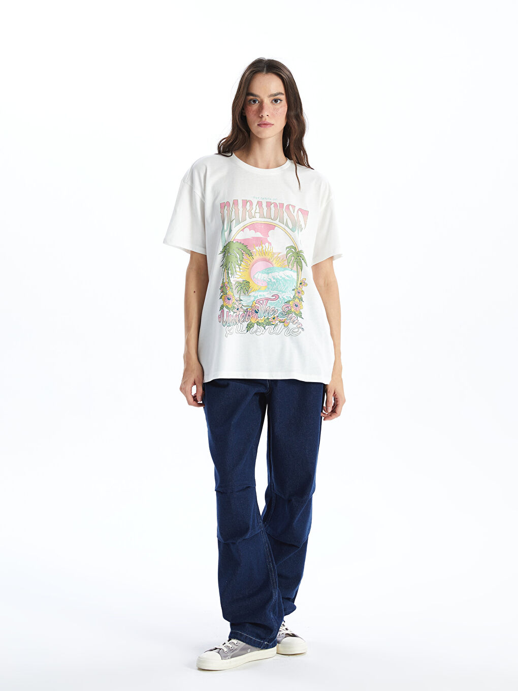 Crew Neck Printed Short Sleeve Women's T-shirt -S4GJ94Z8-R9J