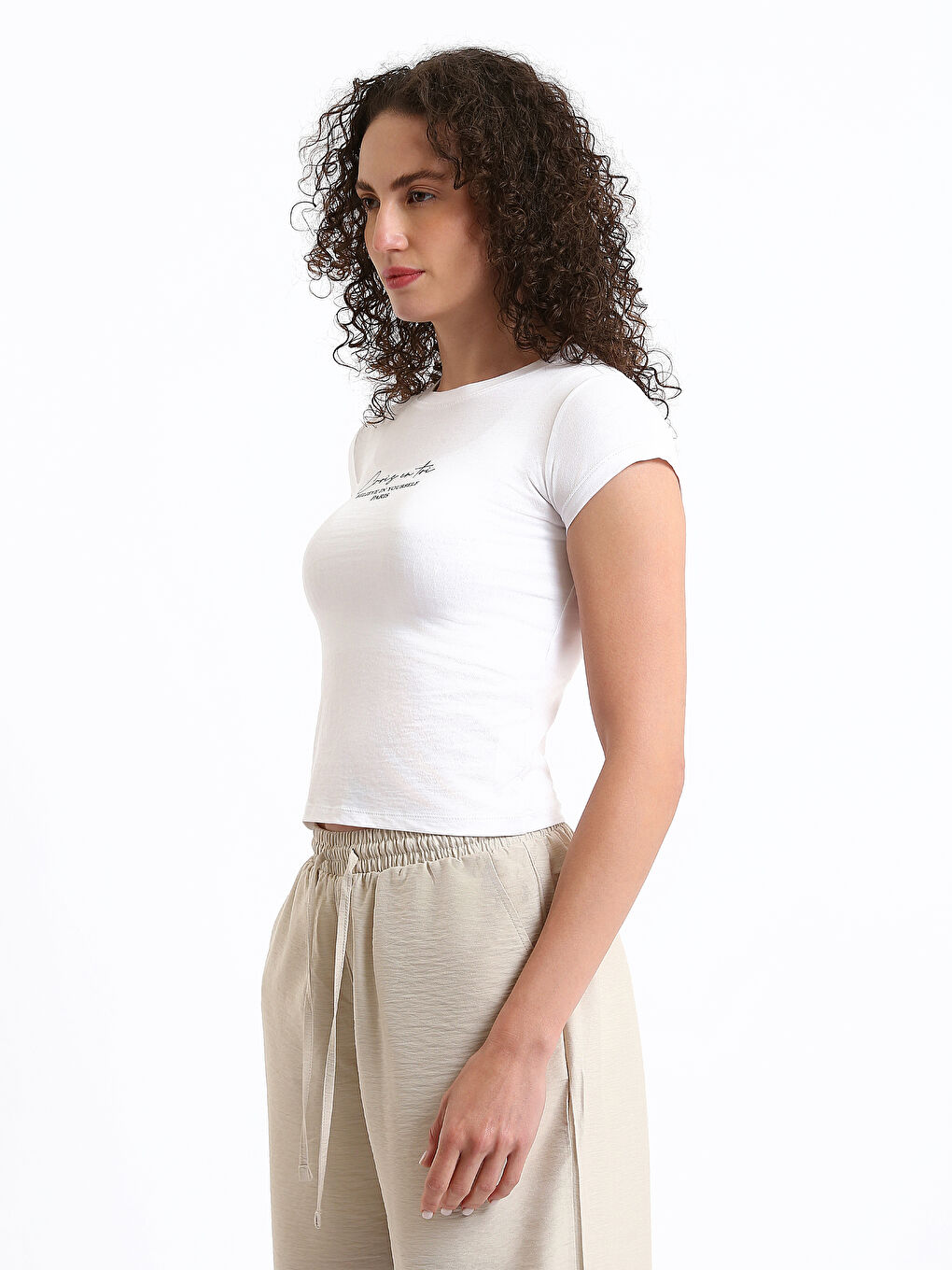 Crew Neck Printed Short Sleeve Women's T-Shirt-5