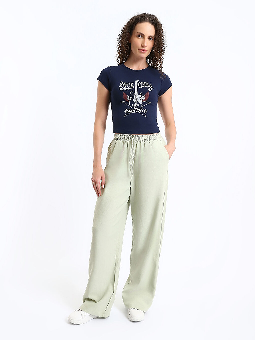XSIDE Crew Neck Printed Short Sleeve Women's Crop Top -S4GJ98Z8-HFH