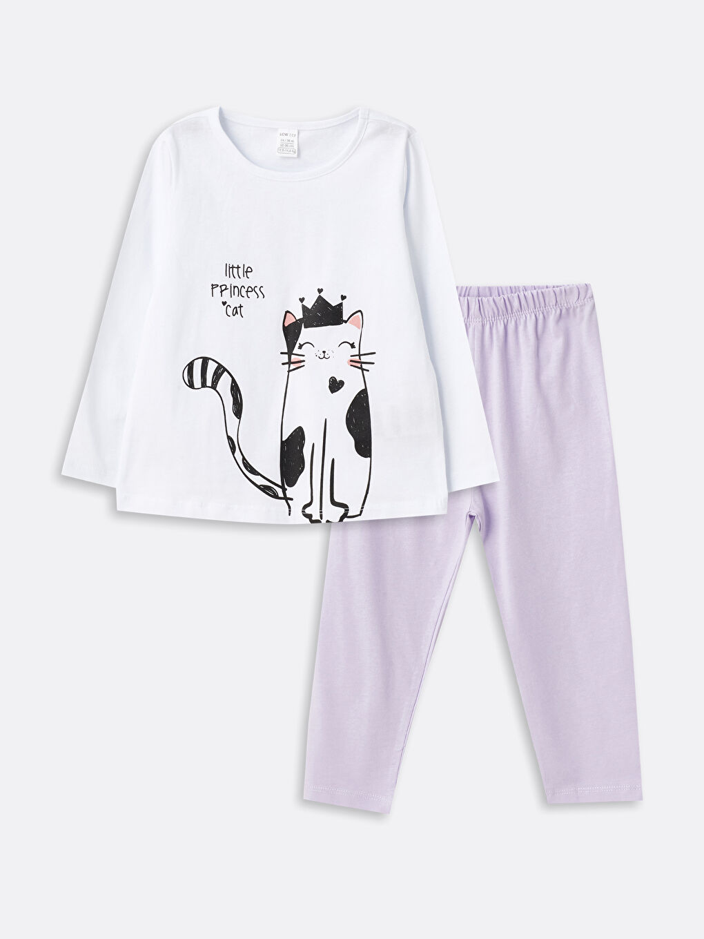 LCW ECO Lila Bisiklet Yaka Baskılı Kız Bebek Pijama Takımı