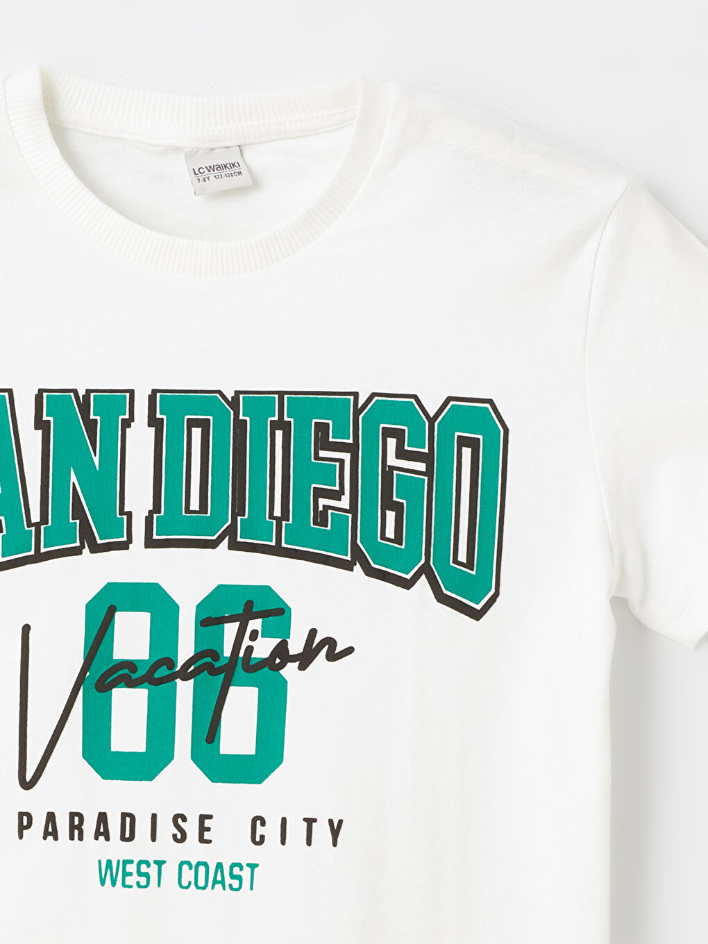 Ekru Bisiklet Yaka Baskılı Kısa Kollu Erkek Çocuk Tişört ve Şort-2