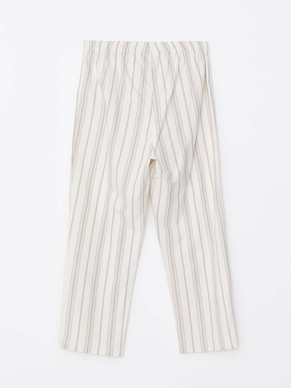 Ekru Desenli Keten Karışımlı Kadın Pijama Alt-1