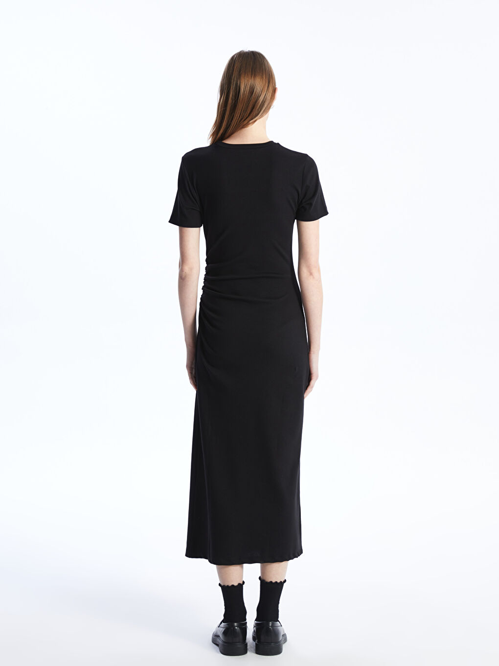 Crew Neck Plain Short Sleeve Women's Dress -S4GL16Z8-CVL