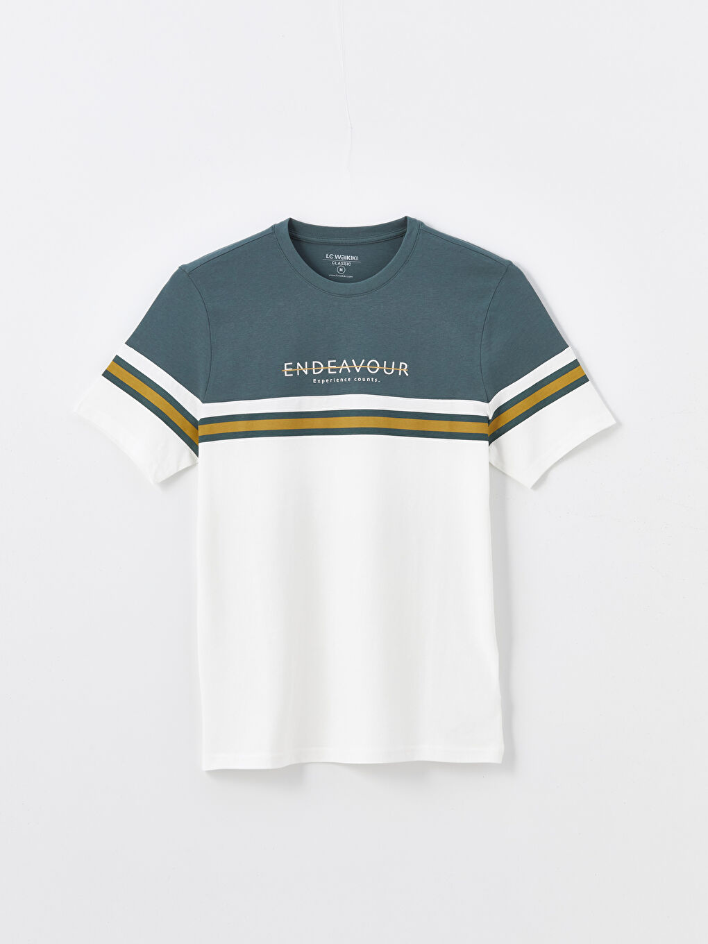Crew Neck Short Sleeve Combed Cotton Men's T-shirt with Color Block -S4GL30Z8-VJ5