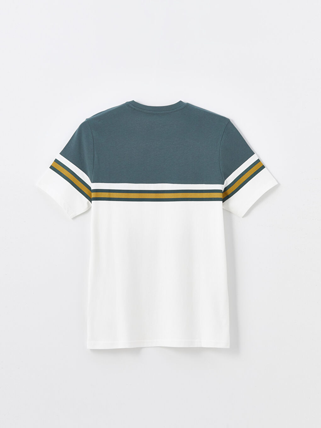 Crew Neck Short Sleeve Combed Cotton Men's T-shirt with Color Block -S4GL30Z8-VJ5