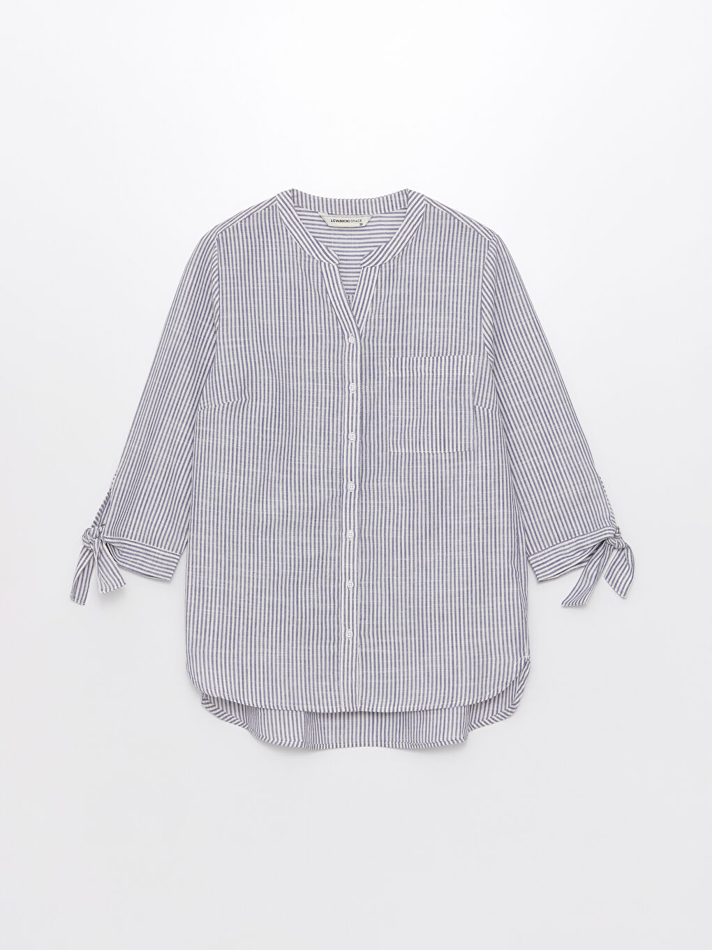 Chemise Rayée à Encolure en V échancré pour Femmes-5