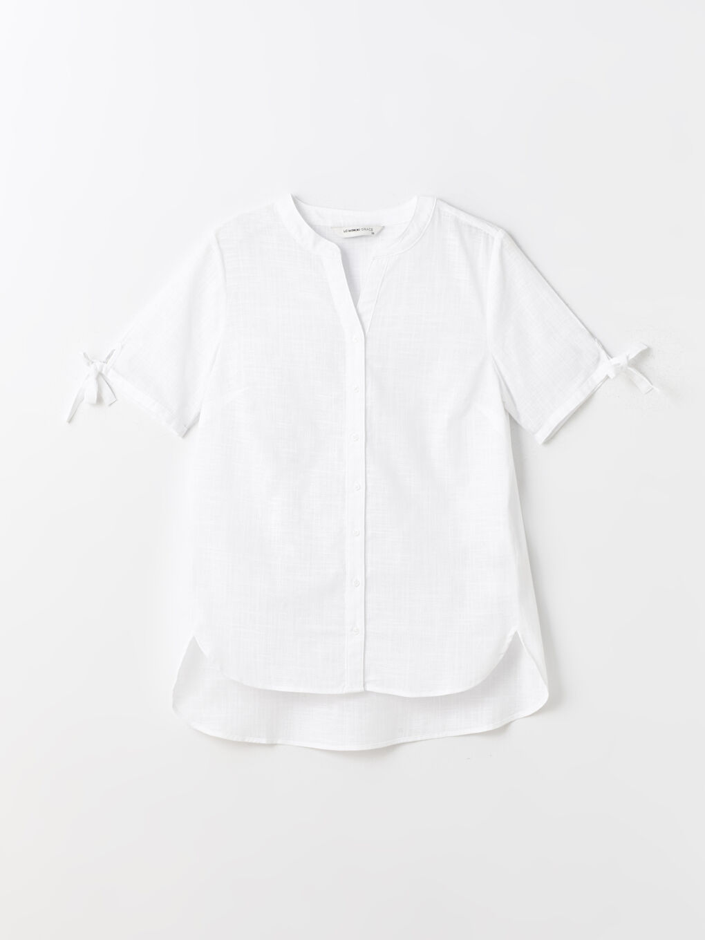 Notch Neck Plain Short Sleeve Women's Shirt -S4GL47Z8-EEW