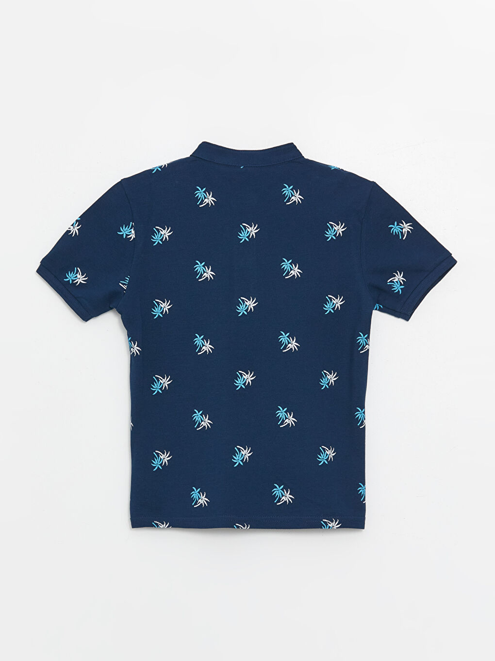 Lacivert Hakim Yaka Baskılı Kısa Kollu Erkek Çocuk Tişört-1