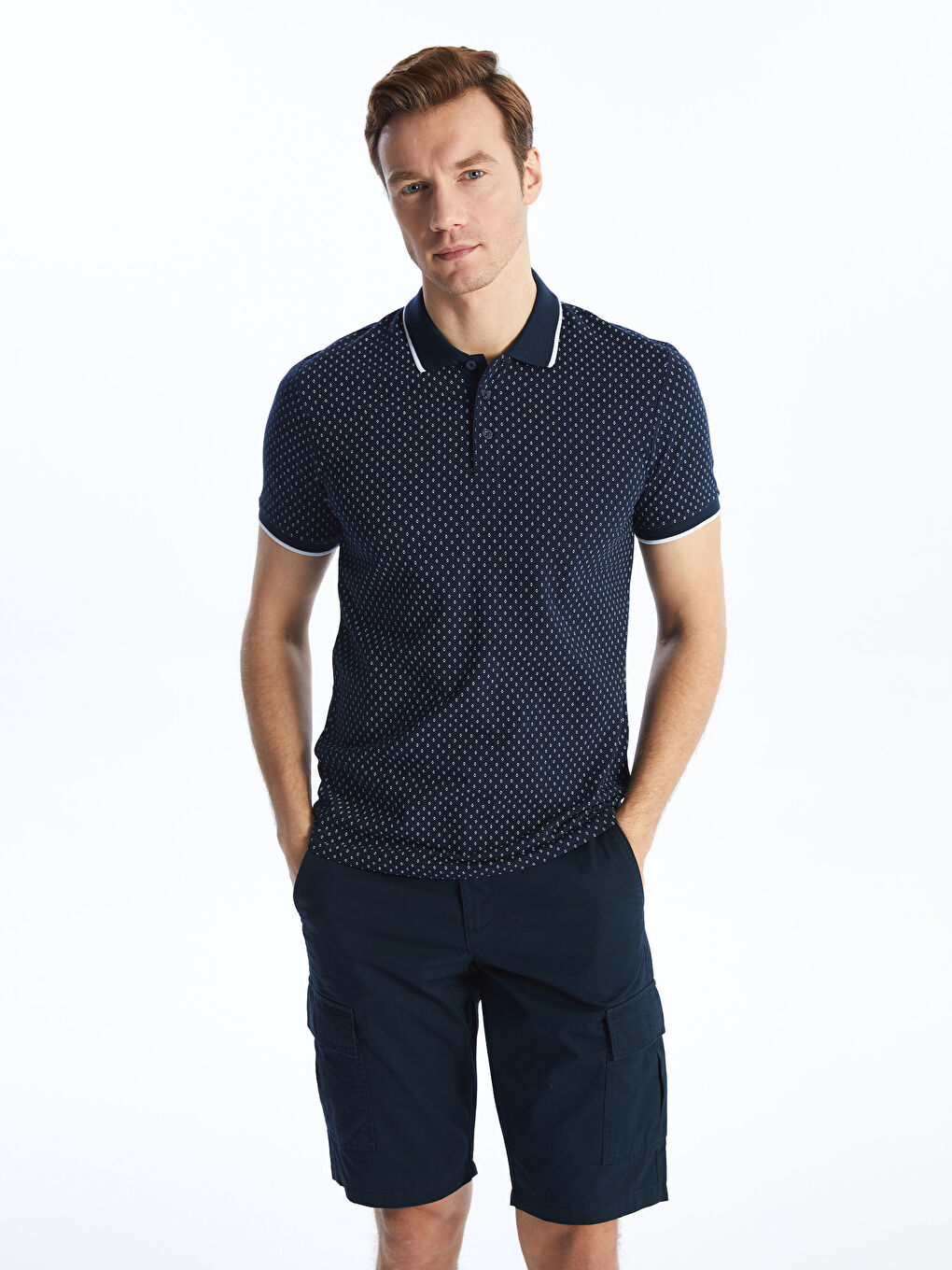 LCWAIKIKI Classic Polo Neck Short Sleeve Patterned Pique Men's T-Shirt -S4GL74Z8-DWP