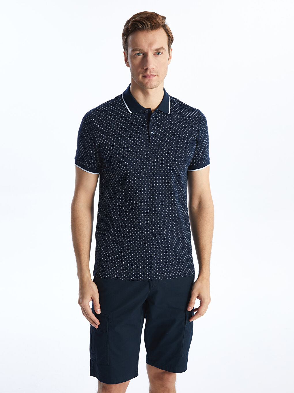 LCWAIKIKI Classic Polo Neck Short Sleeve Patterned Pique Men's T-Shirt -S4GL74Z8-DWP