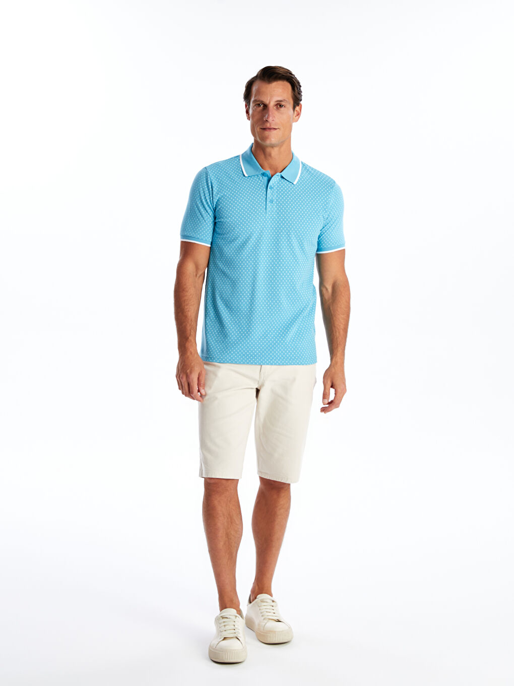 Polo Neck Short Sleeve Patterned Pique Men's T-Shirt -S4GL74Z8-GHS