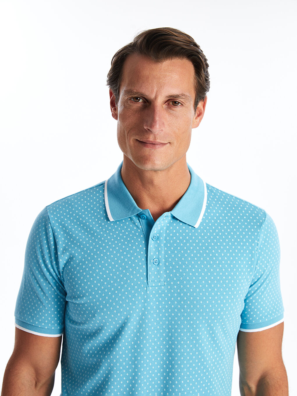 Polo Neck Short Sleeve Patterned Pique Men's T-Shirt -S4GL74Z8-GHS