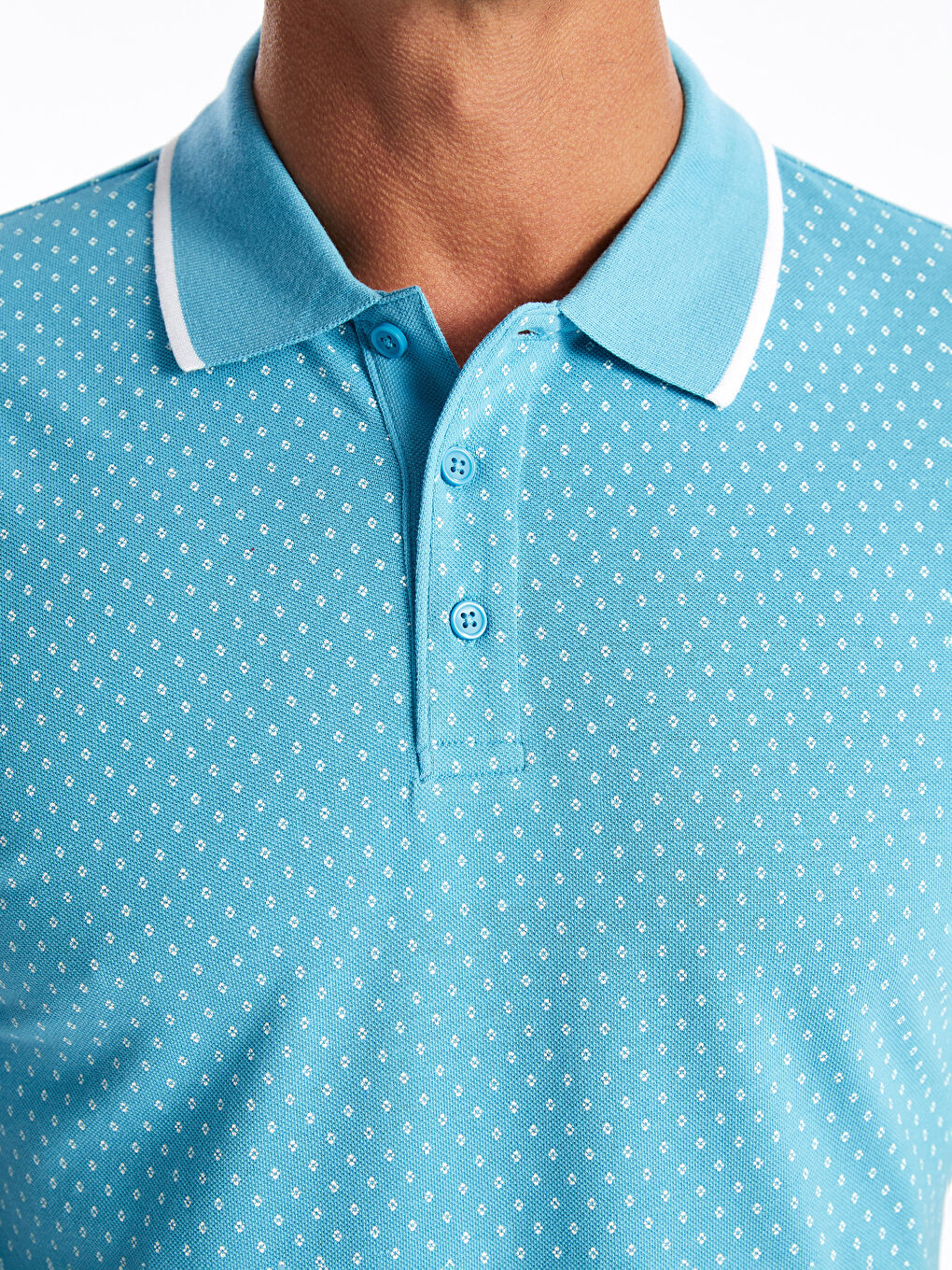 Polo Neck Short Sleeve Patterned Pique Men's T-Shirt -S4GL74Z8-GHS