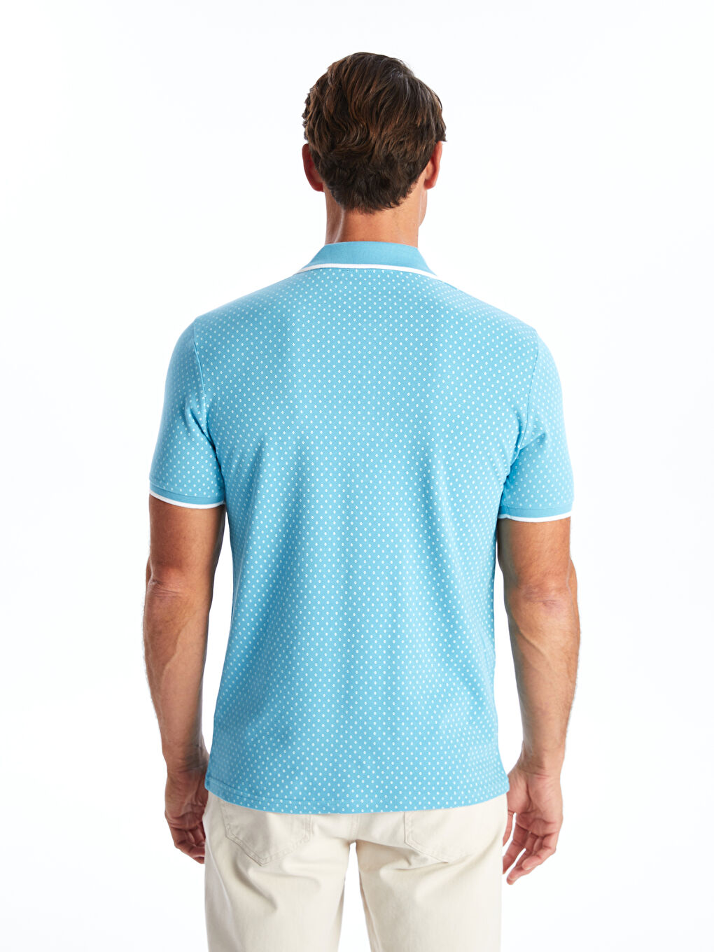 Polo Neck Short Sleeve Patterned Pique Men's T-Shirt -S4GL74Z8-GHS