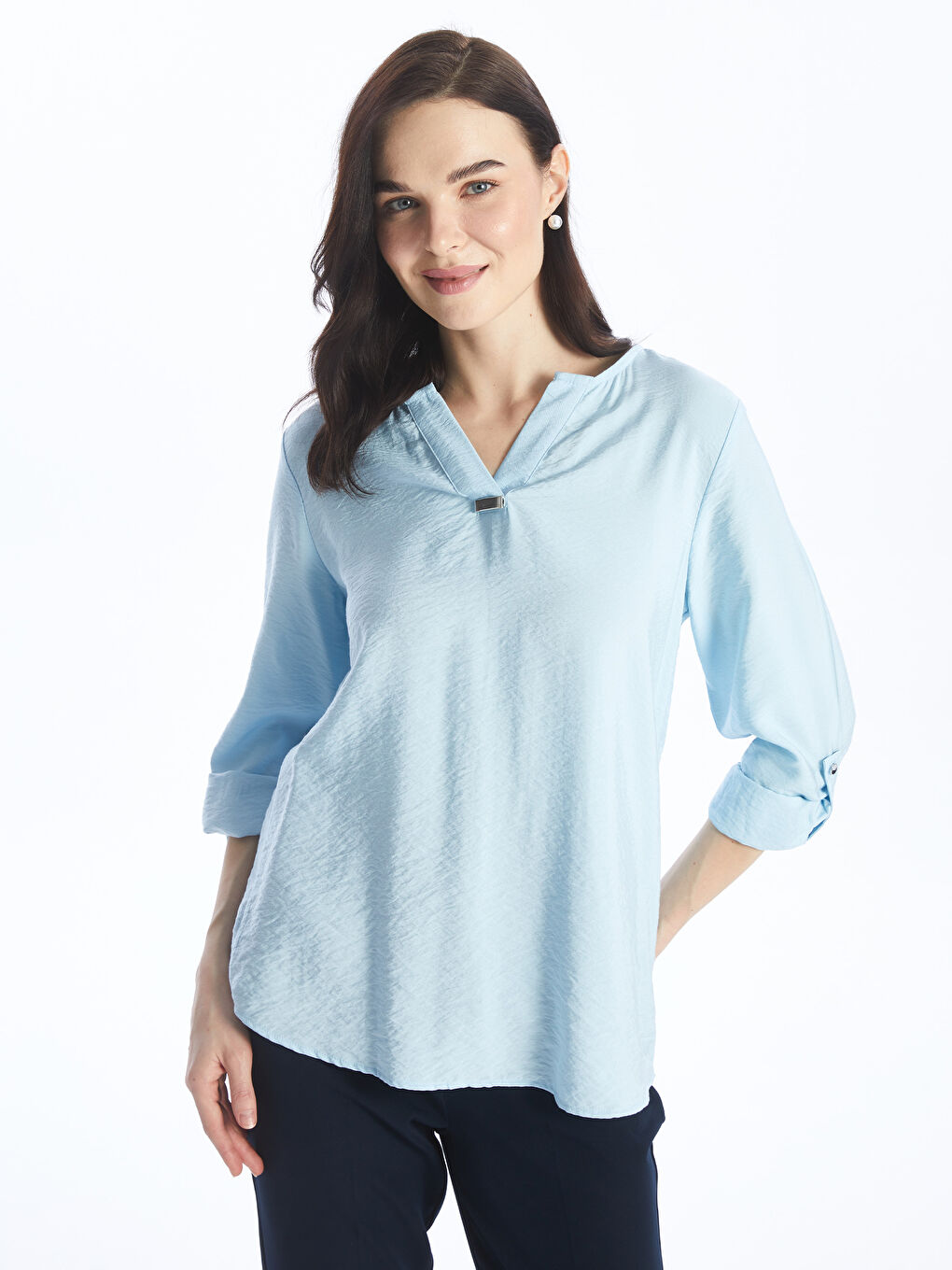 Turtleneck Straight Long Sleeve Women Blouse -S4GL95Z8-PPZ