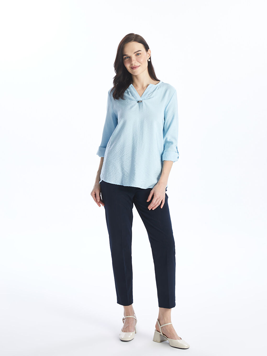 Turtleneck Straight Long Sleeve Women Blouse -S4GL95Z8-PPZ