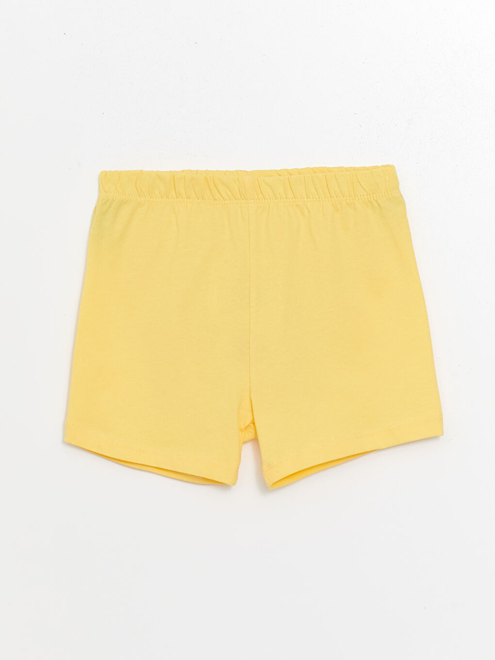 Sarı Beli Lastikli Basic Kız Bebek Şortlu Pijama Alt
