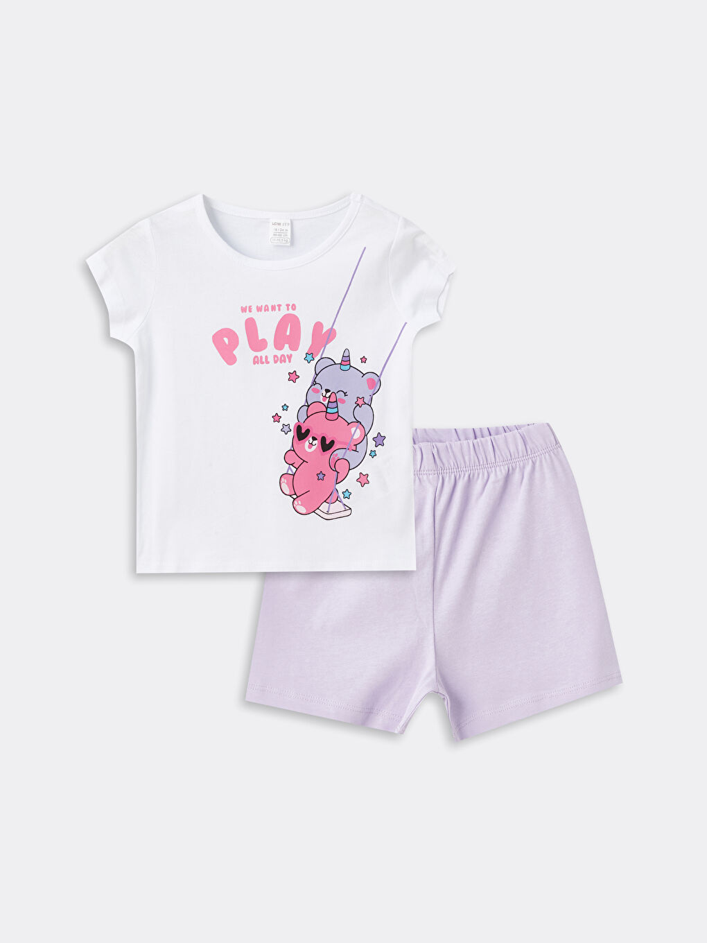 LCW ECO Lila Kız Bebek Şortlu Pijama Takımı