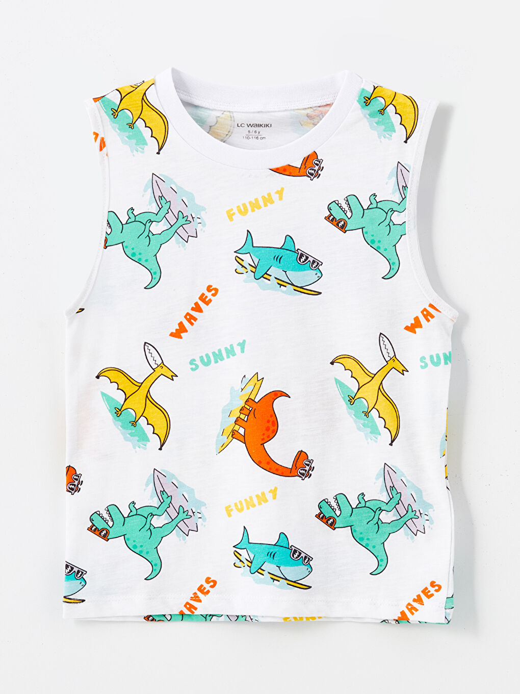 Crew Neck Printed Baby Boy Undershirt and Swimming Shorts Set of 2 -S4GM80Z1-LU7