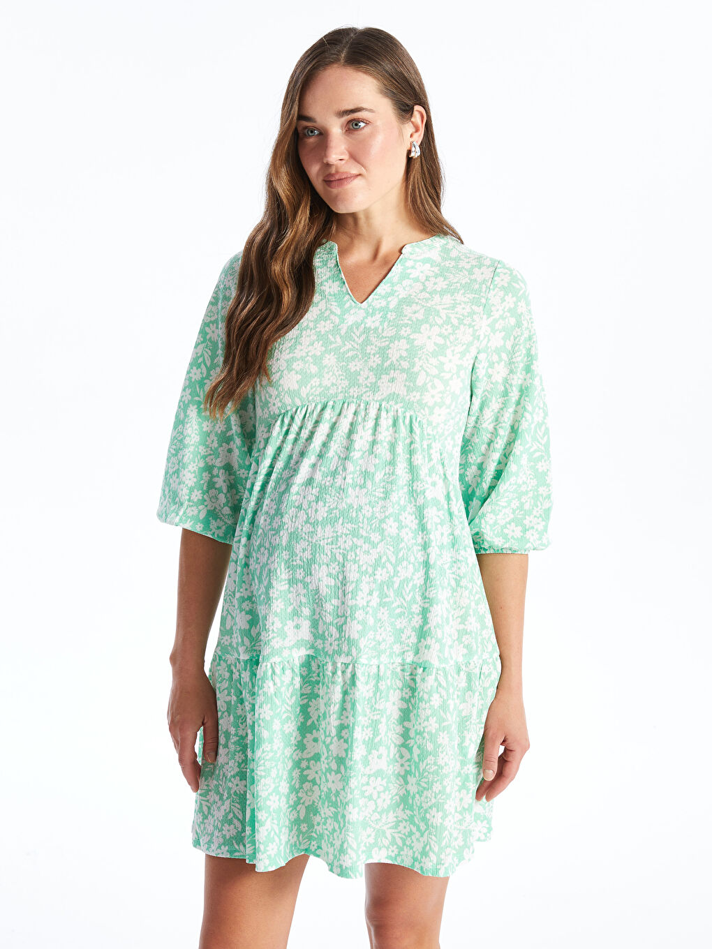 Notch Neck Floral Maternity Dress -S4GM89Z8-LRR