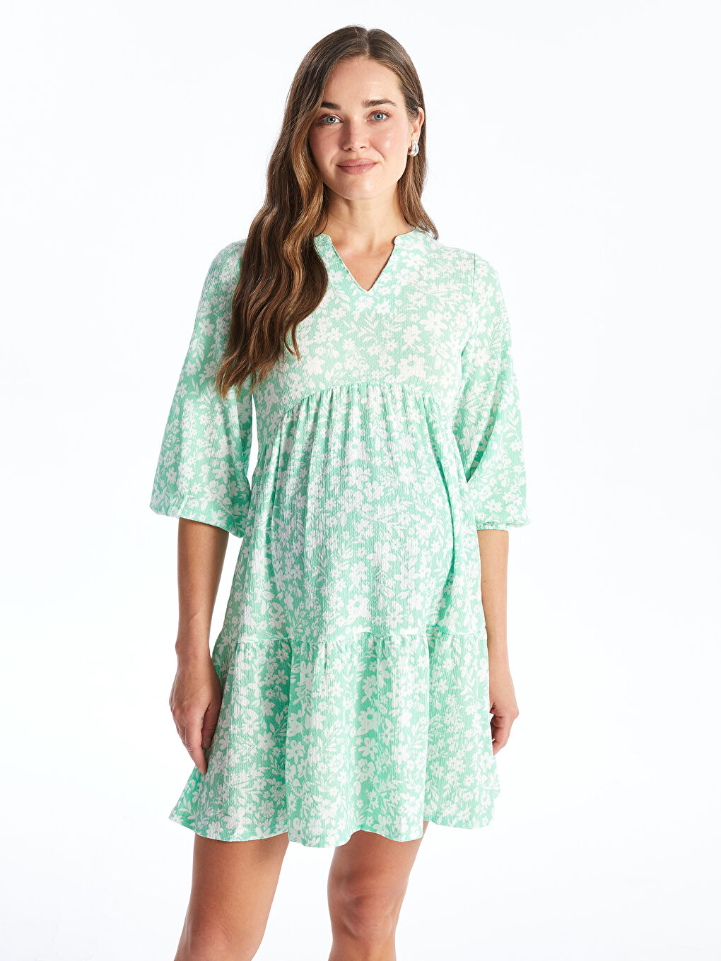 Notch Neck Floral Maternity Dress -S4GM89Z8-LRR