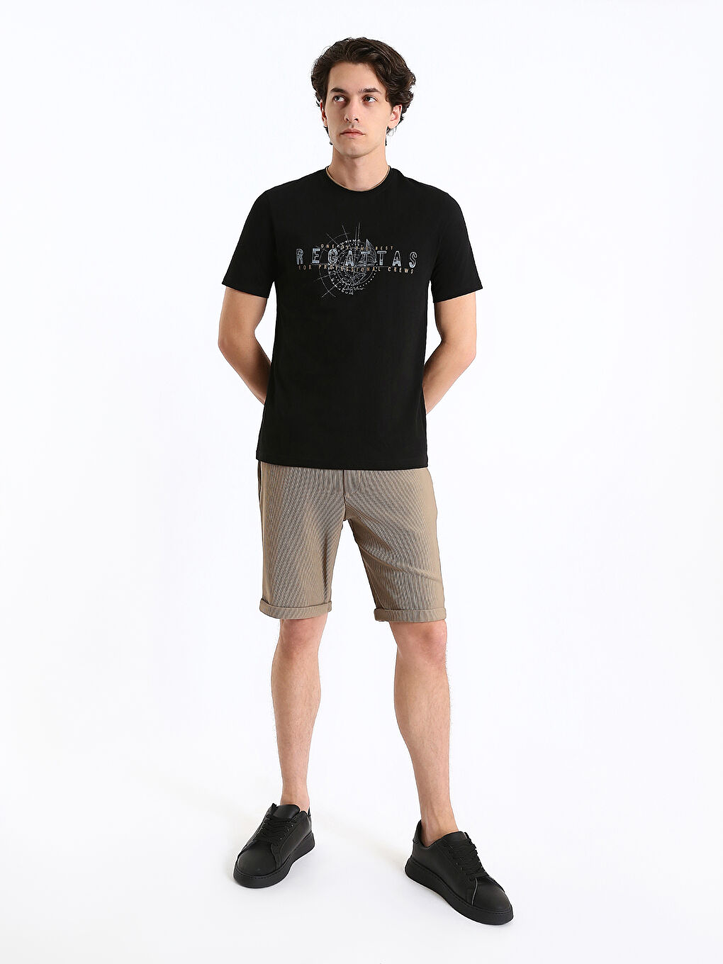 Crew Neck Short Sleeve Printed Combed Cotton Men's T-shirt-2