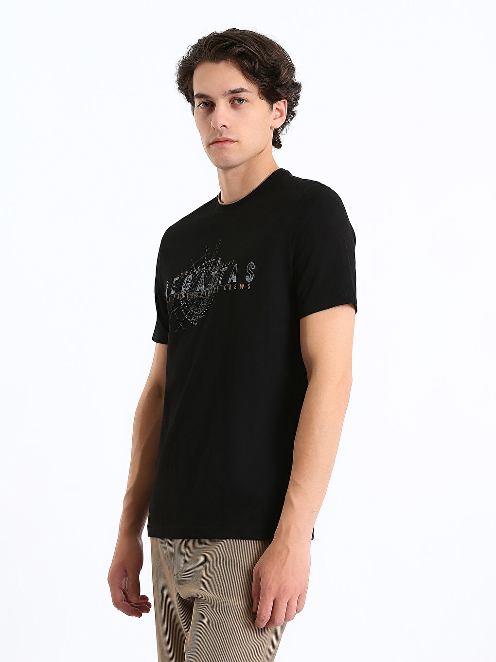 Crew Neck Short Sleeve Printed Combed Cotton Men's T-shirt-6