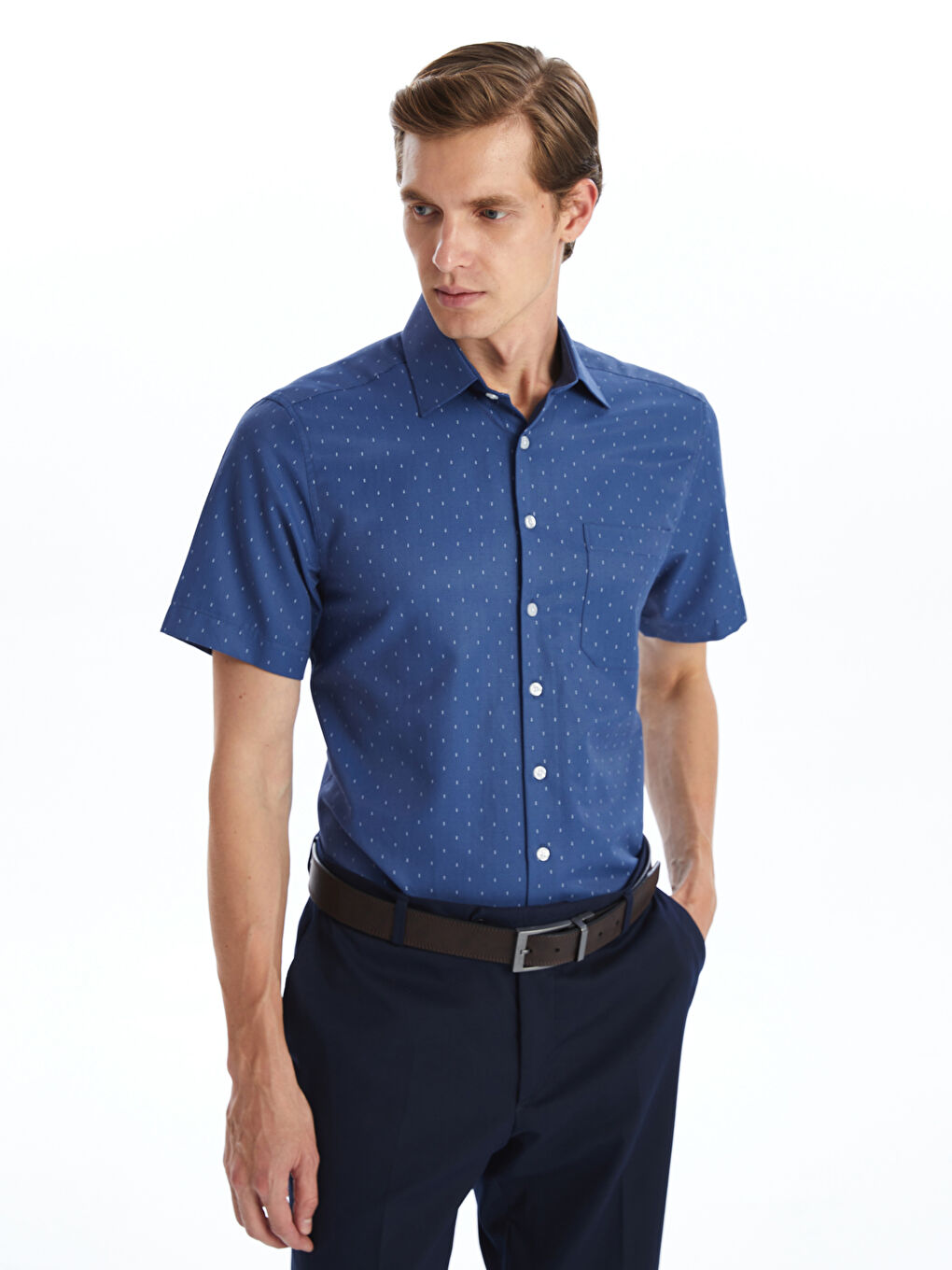 Regular Fit Men's Short Sleeve Patterned Patterned Shirt -S4GN19Z8-LS3