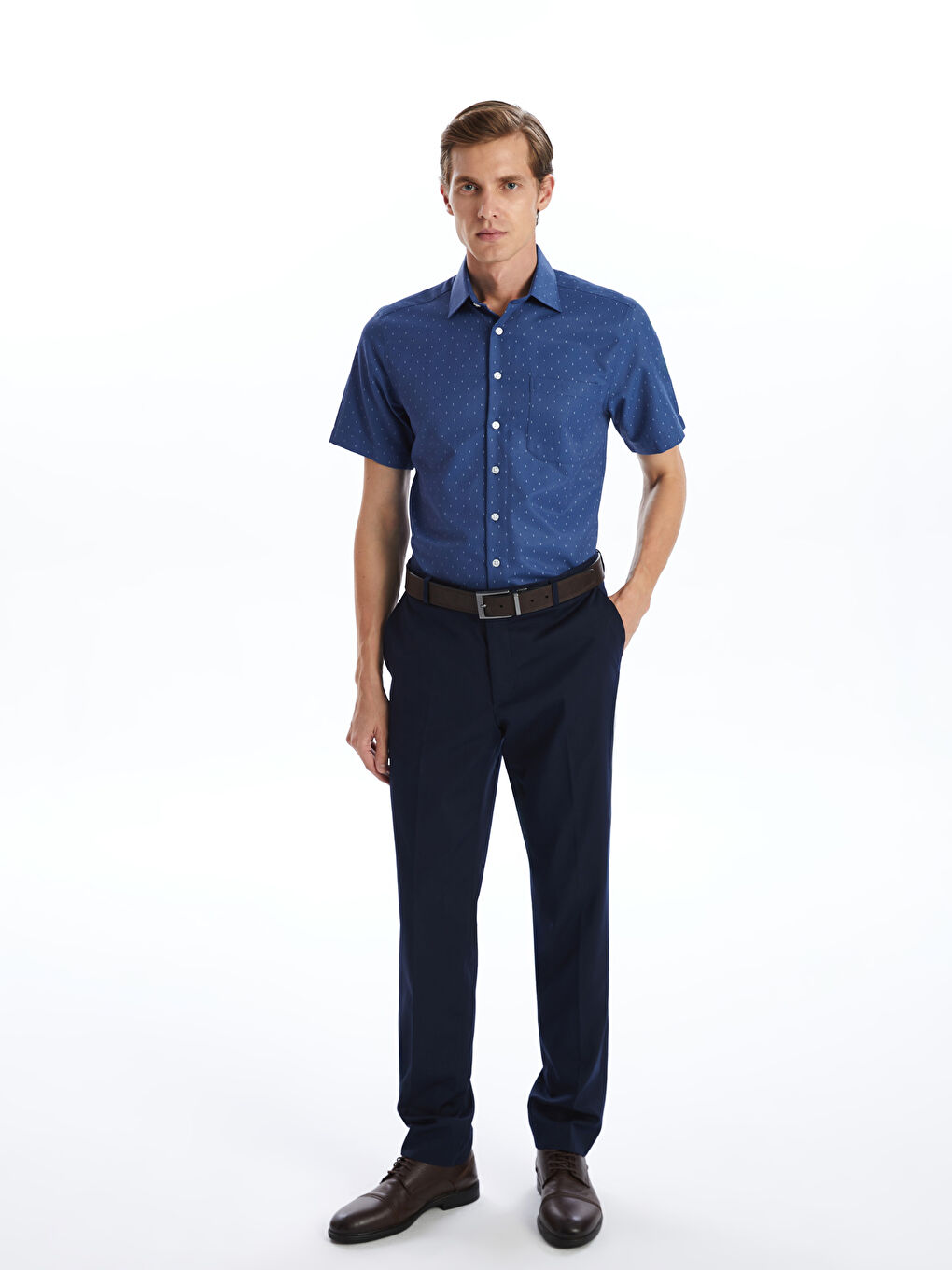 Regular Fit Men's Short Sleeve Patterned Patterned Shirt -S4GN19Z8-LS3