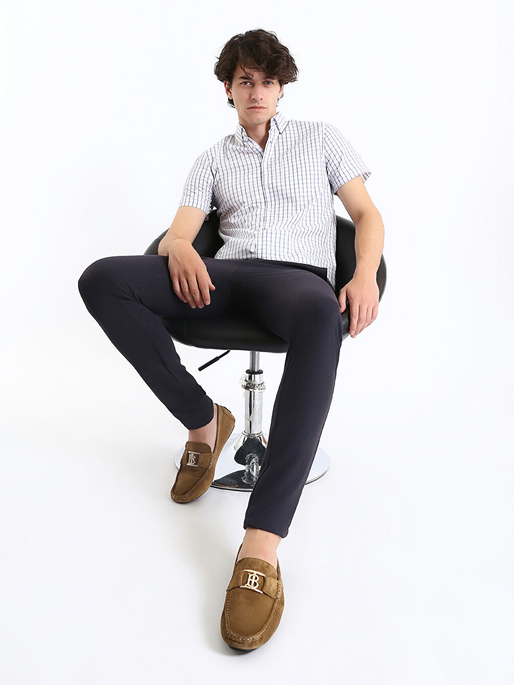 LCWAIKIKI Formal Standardni kroj Kratki rukav Karirani dezen Poplin Muška košulja -S4GN21Z8-LLC