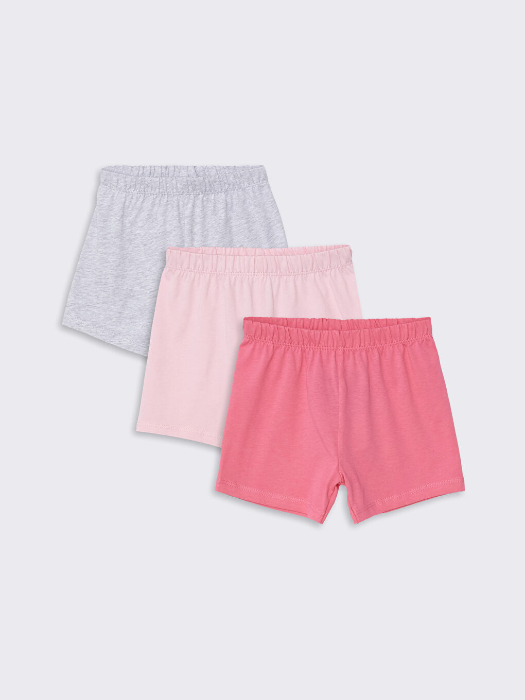 LCW baby Pembe Beli Lastikli Basic Kız Bebek Şort 3'lü