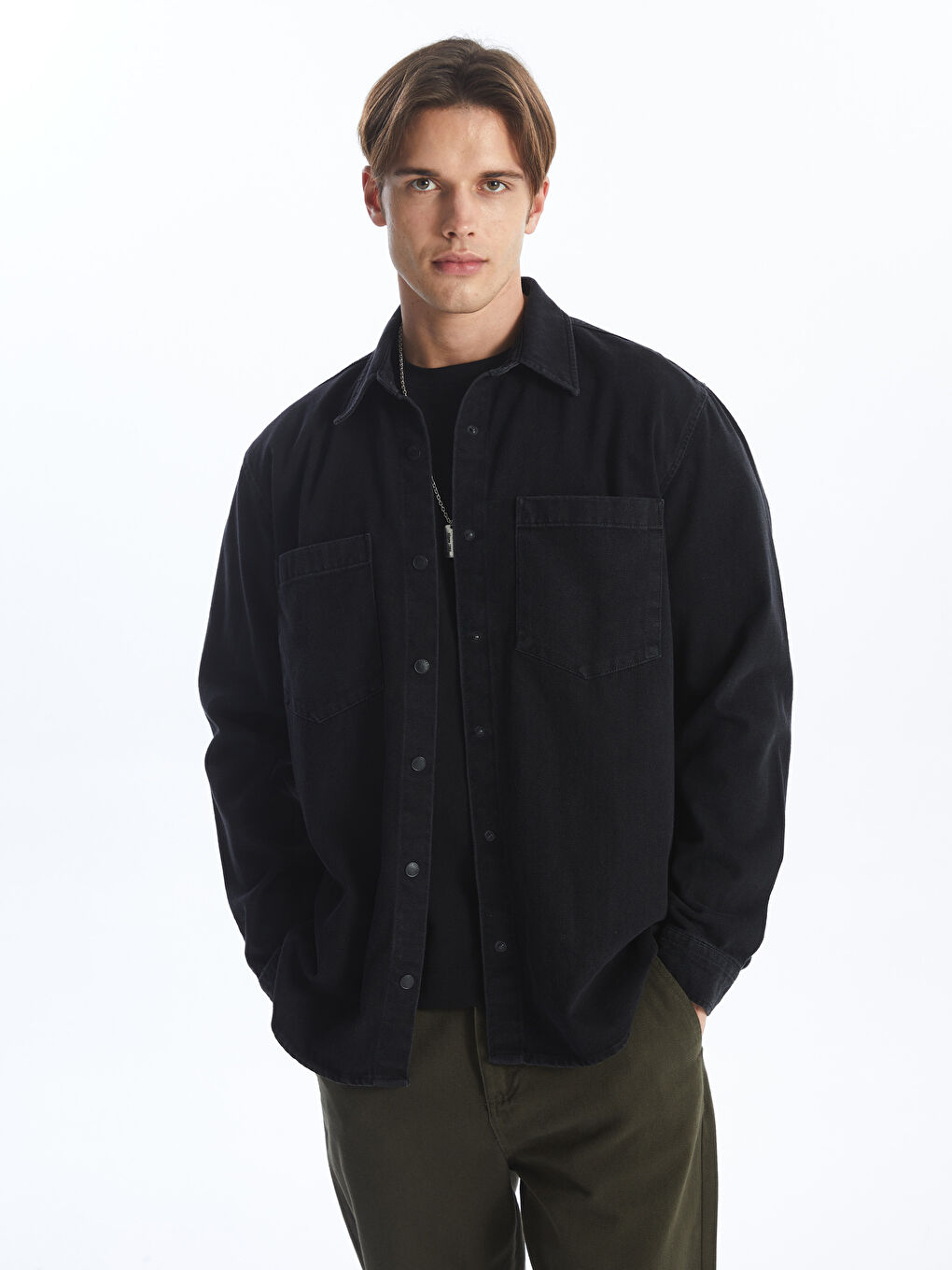 Chemise en jean à manches longues coupe régulière