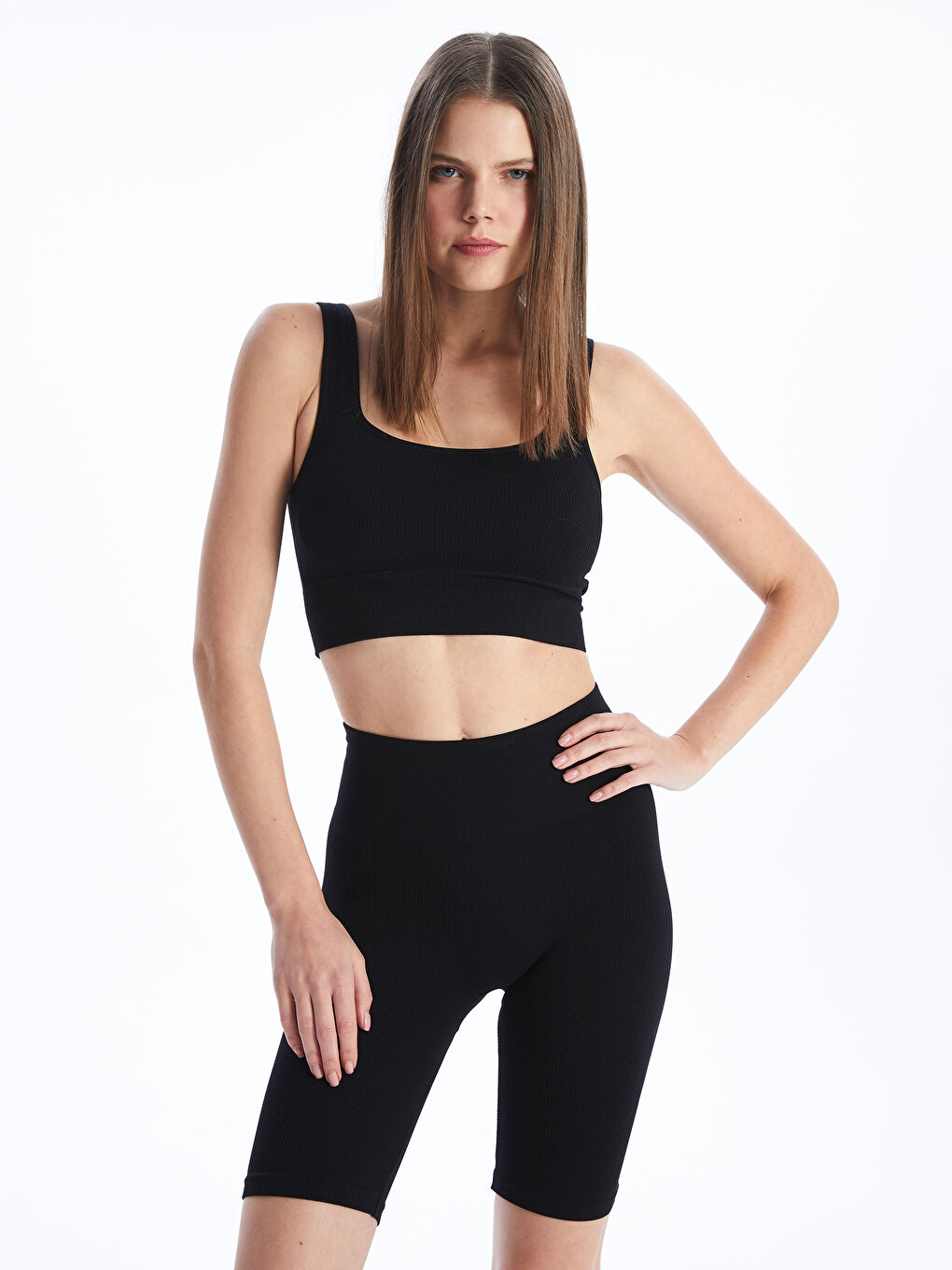 Elastic Waist Plain Seamless Women's Shorts Tights -S4GO11Z8-CVL
