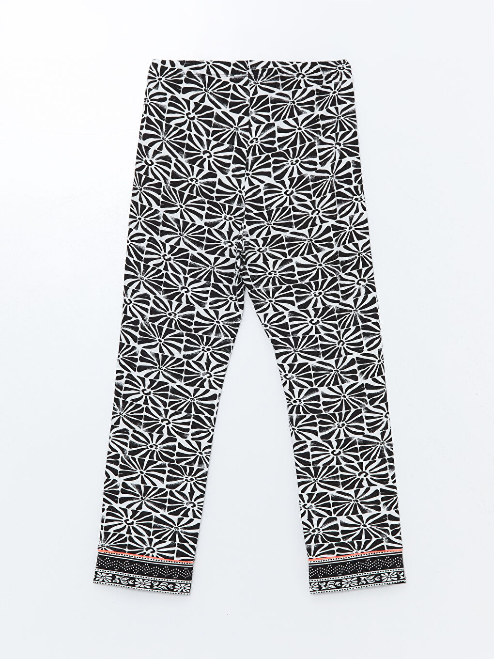 Ekru Beli Lastikli Desenli Kadın Pijama Altı-1