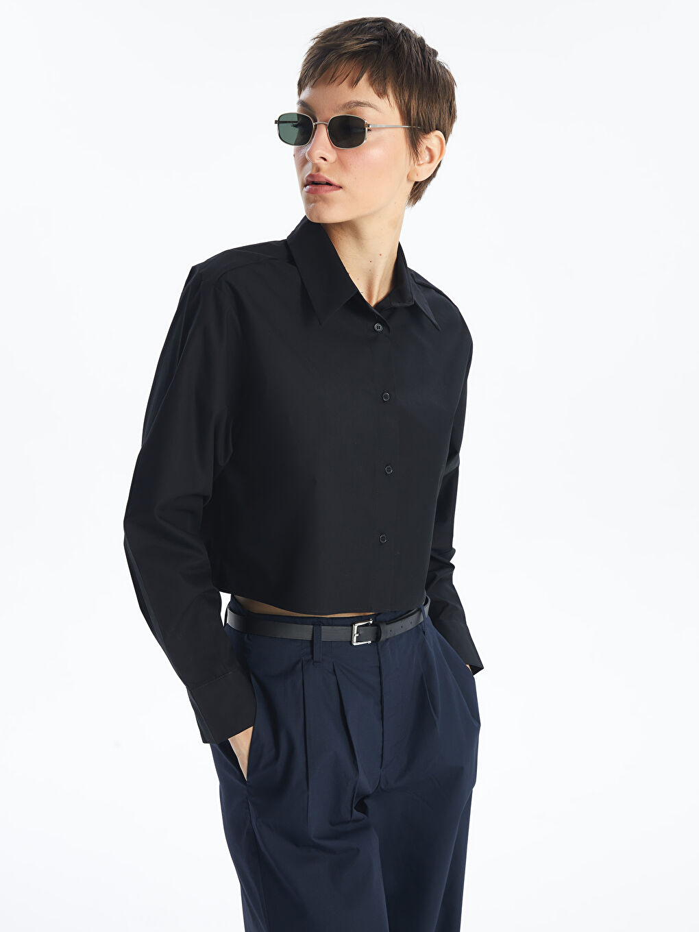 Plain Long Sleeve Oversize Women's Shirt -S4GP02Z8-CVL