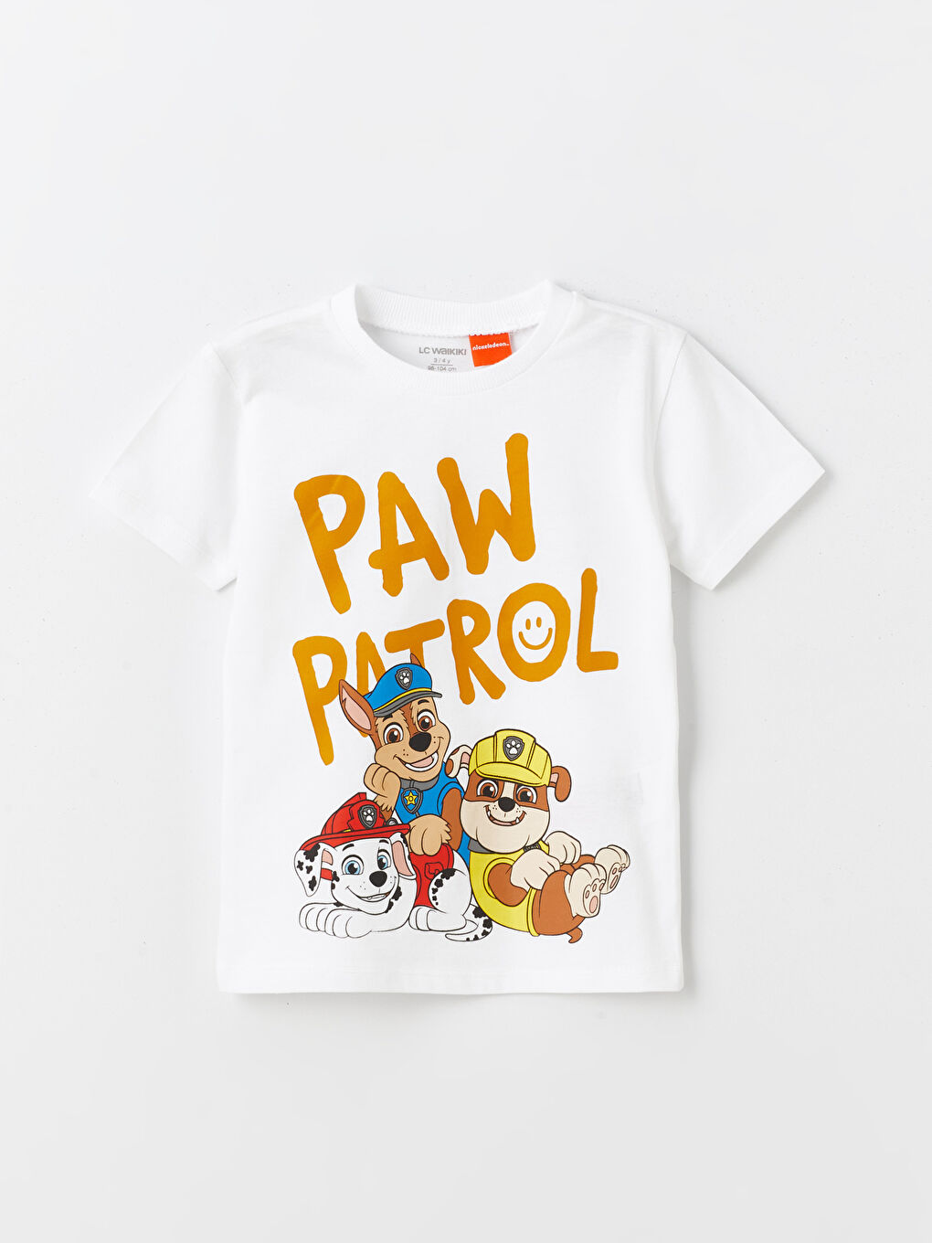 LCW baby Buxe Beyazı Bisiklet Yaka Kısa Kollu Paw Patrol Baskılı Erkek Bebek Tişört ve Şort Takım 3'lü - 1