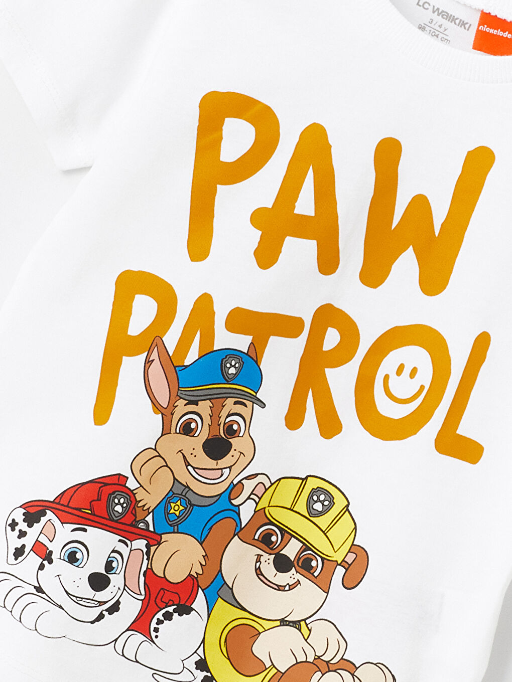 LCW baby Buxe Beyazı Bisiklet Yaka Kısa Kollu Paw Patrol Baskılı Erkek Bebek Tişört ve Şort Takım 3'lü - 4