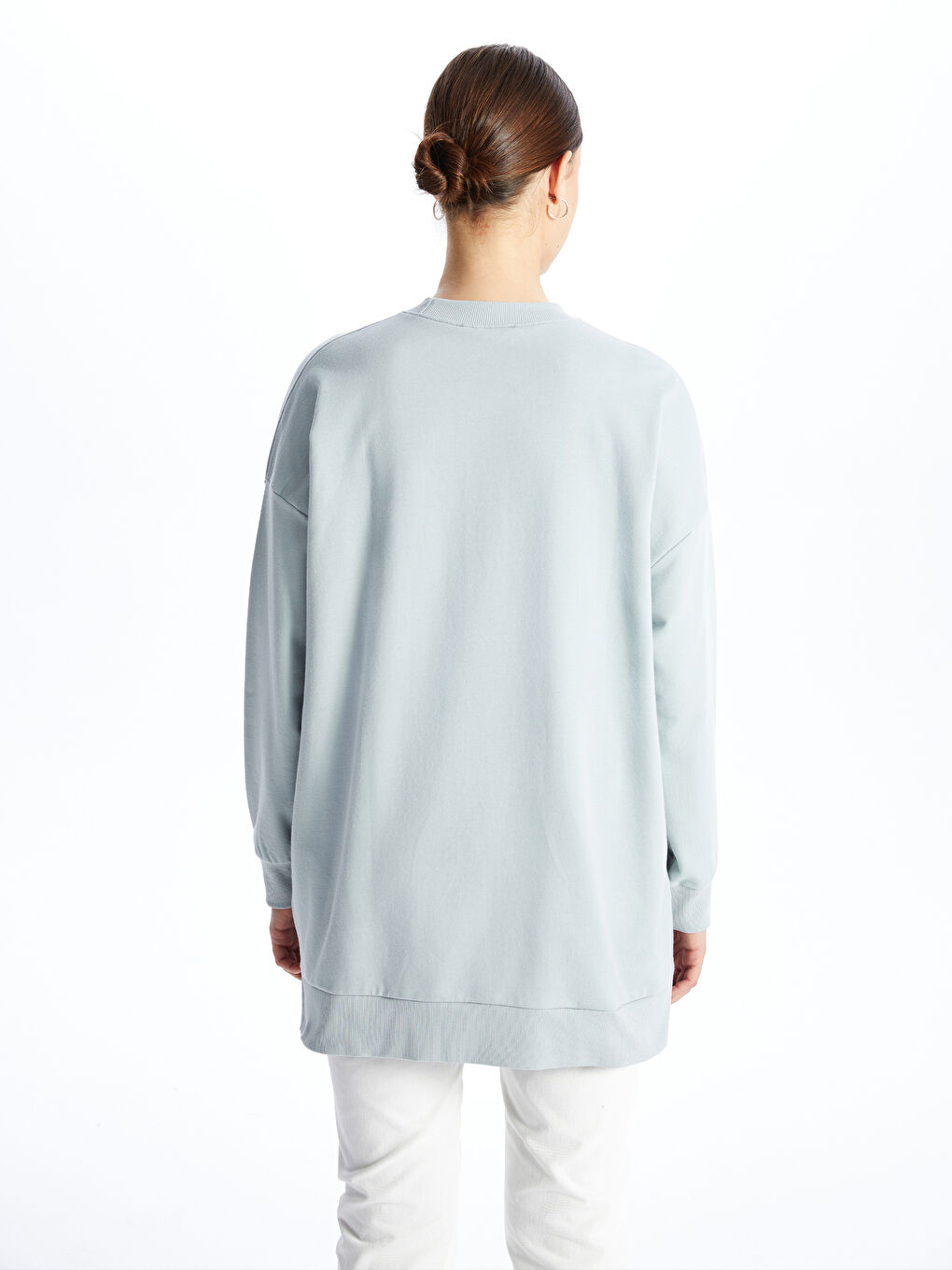 Crew Neck Printed Long Sleeve Women's Sweatshirt Tunic-4