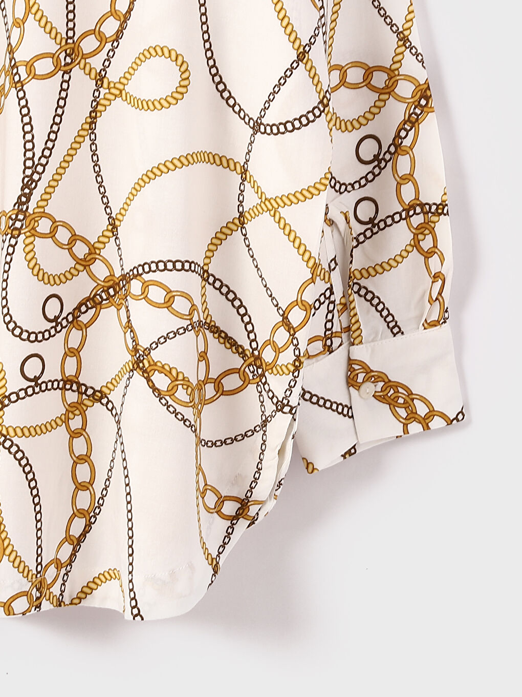 قميص نسائي كم طويل منقوش-1